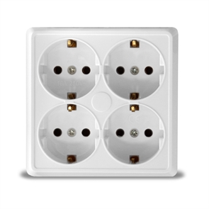 Розетка 4м с/з о/у квад. бел. 