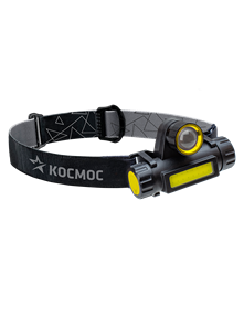 Фонарь налоб. H103WLith с зумом, луч3Вт,  3Вт COB, лит. аккум. 1200mAh КОСМОС KocH103WLith