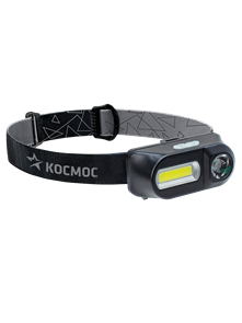 Фонарь налоб. H3WDLith, луч3Вт , свет 3Вт COB, заряд USB, аккум. 1200mAh КОСМОС KocH3WDLith