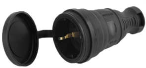 AY-KA Разъём (штепсель) с крышкой каучук c/з 16A IP44 черный 5511700 5511700