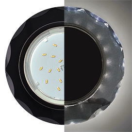 Свет-к стекло Круг с вогнутыми гранями с подсветкой  черный хром - черный 38x126 GX53 H4 LD5313  SP53RCECH