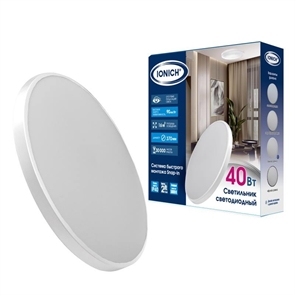 Светильник светодиодный быстрого монтажа ТМ IONICH IDPB-SnapIn 40Вт 3600Лм 5000К 370мм IP40 белый 27 2703