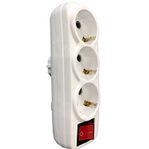 Разветвитель-тройник 3гн с/з выкл. «Викей» линейн белый  Джетт 202-407