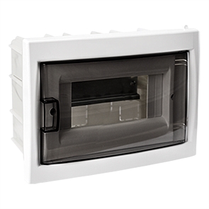 Бокс для скрытой установки ЩРВ 8 мод. прозрачн. дверца (КНС-8Д) КНС-8Д