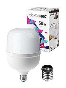 Лампа LED 50W E27+переходник Е40 6500k HW Космос LksmHWLED50WE2765