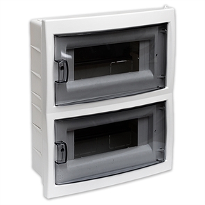 Бокс для скрытой установки ЩРВ 16 мод. прозрачн. дверца (КНС-16Д) КНС-16Д