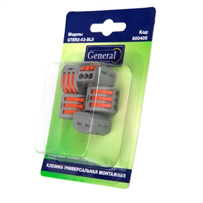 {{photo.Alt || photo.Description || 'Клемма 3 провод. серая с рычагом (блистер 5шт) GTER1-03-BL5 General 800405'}}