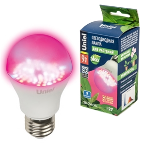 Лампа LED A60 9W E27 прозр. (для роста раст.) Uniel 09645