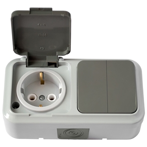 Блок ОУ 2кл+роз з/к сер. IP54 Пралеска аква 2В-РЦ-659(03)