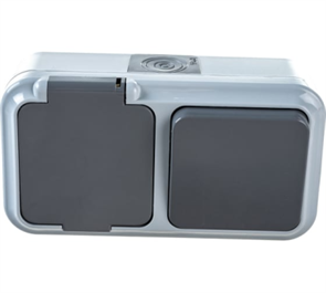 Блок ОУ 1кл+роз б/з бел. крыш. IP54 Пралеска аква В-РЦ-653