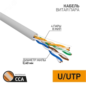 {{photo.Alt || photo.Description || 'UTP 4PR 26AWG CAT5e витая пара 305м/уп. CCA LIGHT PROconnect  Rexant 01-0048-3'}}