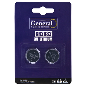 CR2032 кнопочная литиевая 2шт в блист 800562 (2/40/640) General 800562