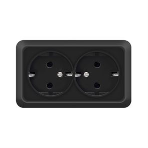 Розетка 2м с/з о/у черн. 