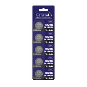 CR2016 кнопочная литиевая  5pcs General 800566
