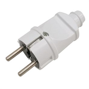 Вилка круглая с/з белая 16А IP20 General 470504