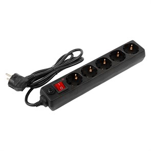 Сетевой фильтр General Lighting Systems GPS-5-16-3x1-1000-B 5 мест 16А 3x1 мм2 10 м черный 471009 471009