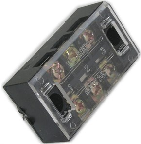 TB-3503, Клеммная колодка винтовая с крышкой , 6 контактов, М4, 35 А, 600 В, 8 AWG, 10 мм2, корпус п E0608-0022