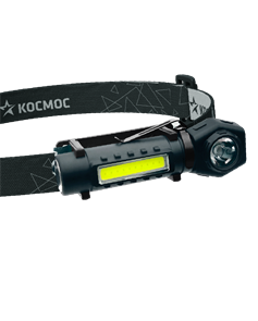 Фонарь налоб акку аккум/3Вт+3ВтCOB/кол. линза/Li-ion18650 1200mAh/USBtC/магнит/заж  KOC508Lit Космос KOC508Lit