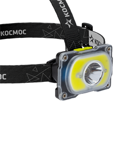 Фонарь налобный КОСМОС (KOC507Lit) аккум/3Вт+5ВтCOB/Li-ion 18650 1200mAh/ABS-пл/инд KOC507Lit КОСМОС KOC507Lit