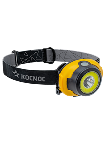Фонарь налоб.H103COBLED, 3Вт, 2W COB LED, 3 режима, питание 3*ААА КОСМОС KocH103COBLED