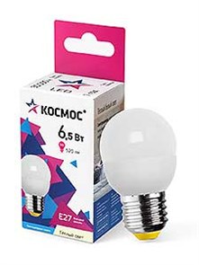 Лампа LED 6.5W E27 3000 шар (81х45) Космос LkecLED6.5wGL45E2730