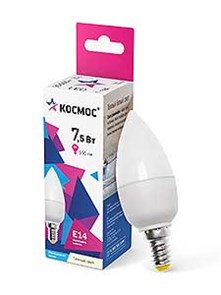Лампа LED 7.5W E14 3000 свеча (99х37) Космос LkecLED7.5wCNE1430