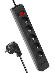 Сет.фильтр КОСМОС 5гн 3м ПВС 3х0,75 чер 2 USB... FKsm3m-5g(B)USB
