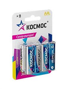 Батарейки АА LR06  8 шт, КОСМОС KOCLR6BL8 KOCLR6BL8