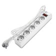Фильтр-удлинитель "DOMTOK" 5гн. с USB type-A + type-A, ПВС 3*1, 10А/2,2кВт белый 3м 2565