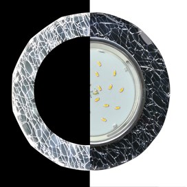 Ecola GX53 H4 LD5313 Glass Стекло Круг с вогнутыми гранями с подсветкой  хром - колотый лед на черно SE53RCECH