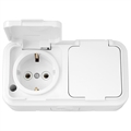 Роз. 2м ОУ с/з блок с крыш. IP44 (серия Прочие изделия) белый  РА16-213