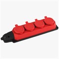 AY-KA  Колодка ОУ 4-ая каучук с/з 16A IP44 красный 5540001 - фото 5361